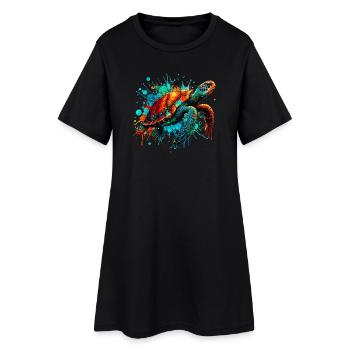 Schildkröte - Frauen T-Shirt-Kleid - Schwarz - Vorne