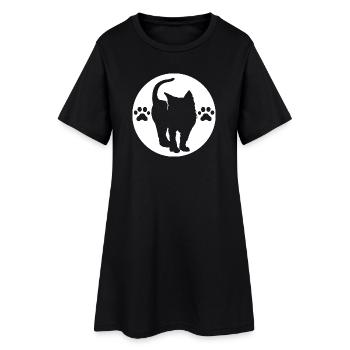 Logo de chat, symbole de patte, emblème de crête, icône graphique - Robe T-shirt Femme - noir - Devant