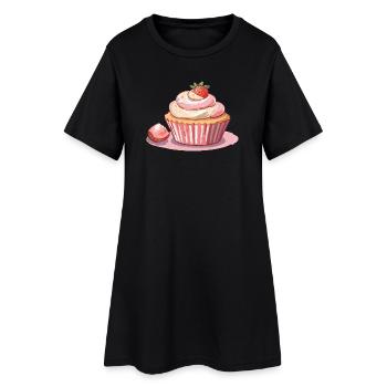 Cupcake Fraise - Robe T-shirt Femme - noir - Devant