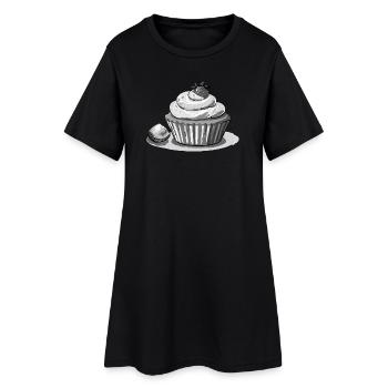Cupcake Strawberry - Frauen T-Shirt-Kleid - Schwarz - Vorne