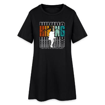 Wandern Abenteuer in den Bergen - Frauen T-Shirt-Kleid - Schwarz - Vorne
