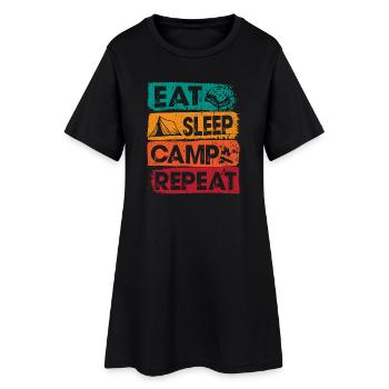 Eat Sleep Camp Repeat Outdoors - Women’s T-Shirt Dress - black - Front