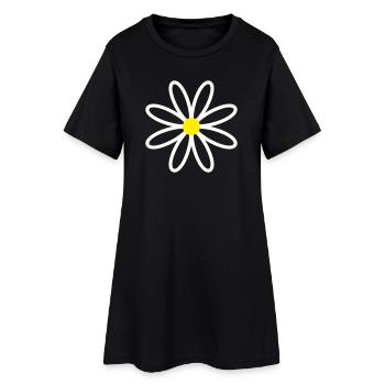 Daisy Gänseblümchen - Frauen T-Shirt-Kleid - Schwarz - Vorne