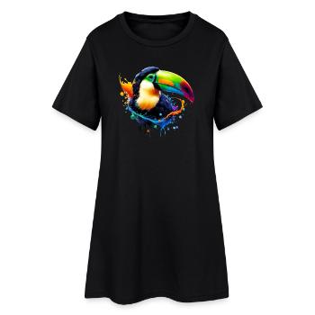 Tukan - Frauen T-Shirt-Kleid - Schwarz - Vorne