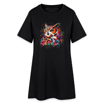Hibou - Robe T-shirt Femme - noir - Devant