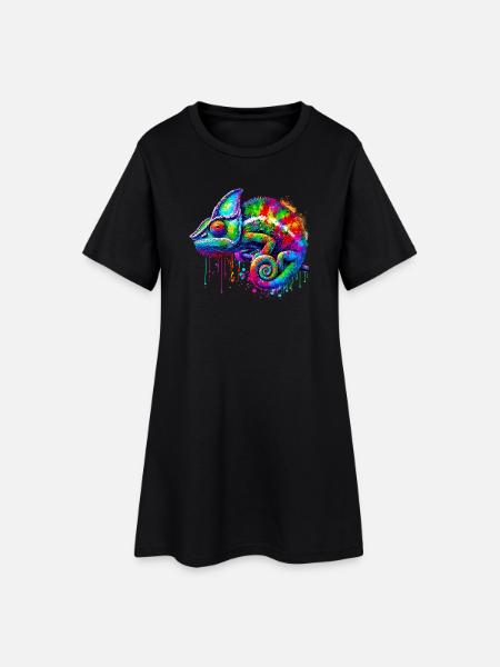 Chamäleon - Frauen T-Shirt-Kleid - Schwarz