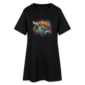 Tortue - Robe T-shirt Femme - noir - Devant