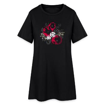 Mohnblumen Kornblumen Wildblumen - Frauen T-Shirt-Kleid - Schwarz - Vorne