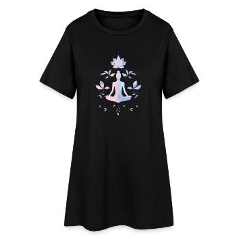 Méditation & Équilibre – Illustration du Lotus Calme - Robe T-shirt Femme - noir - Devant