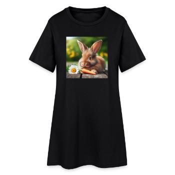 Adorable lapin - Robe T-shirt Femme - noir - Devant