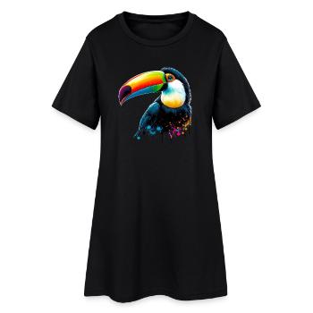 Tukan - Frauen T-Shirt-Kleid - Schwarz - Vorne
