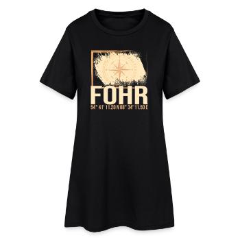 Föhr Koordinaten - Frauen T-Shirt-Kleid - Schwarz - Vorne