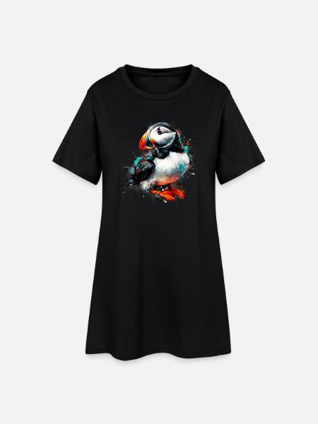 Macareux - Robe T-shirt Femme - noir