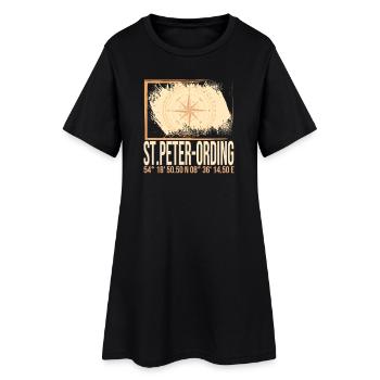 St Peter Ording Koordinaten - Frauen T-Shirt-Kleid - Schwarz - Vorne