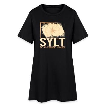 Sylt Koordinaten - Frauen T-Shirt-Kleid - Schwarz - Vorne