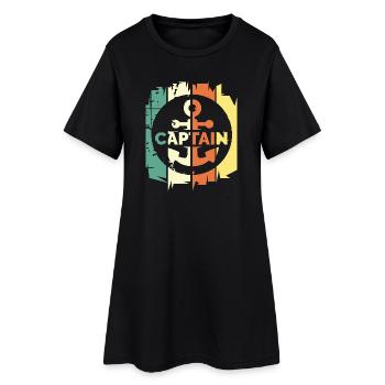 Rétro capitaine ancre logo vintage mer mer navire - Robe T-shirt Femme - noir - Devant