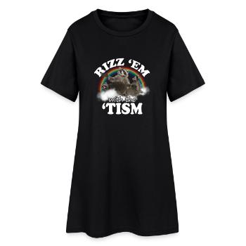 Autisme Rizz Em Avec Le Tism Meme Raton laveur autiste - Robe T-shirt Femme - noir - Devant
