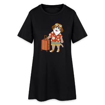Humeur de voyage de chat - Robe T-shirt Femme - noir - Devant