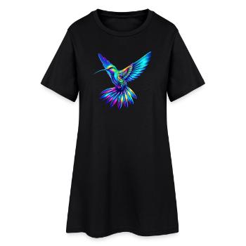 Kolibri - Frauen T-Shirt-Kleid - Schwarz - Vorne