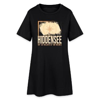 Hiddensee Koordinaten - Frauen T-Shirt-Kleid - Schwarz - Vorne