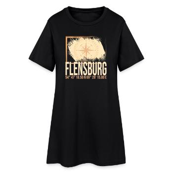 Flensburg Koordinaten - Frauen T-Shirt-Kleid - Schwarz - Vorne