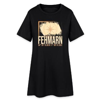 Fehmarn Koordinaten - Frauen T-Shirt-Kleid - Schwarz - Vorne