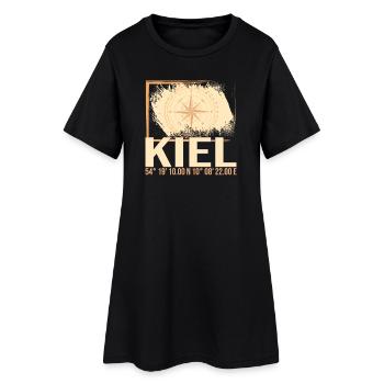 Kiel Koordinaten - Frauen T-Shirt-Kleid - Schwarz - Vorne