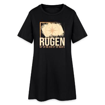 Rügen Koordinaten - Frauen T-Shirt-Kleid - Schwarz - Vorne