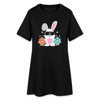 Lapin avec lunettes de soleil, poussin, lapin, lapin de Pâques - Robe T-shirt Femme - noir - Devant