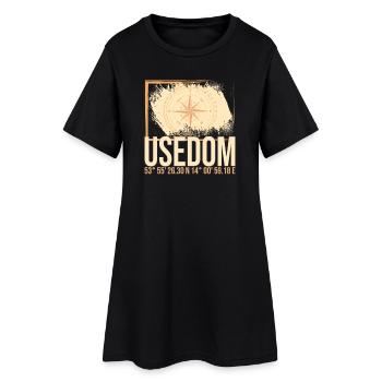 Usedom Koordinaten - Frauen T-Shirt-Kleid - Schwarz - Vorne