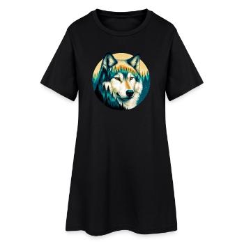 Loup - Robe T-shirt Femme - noir - Devant