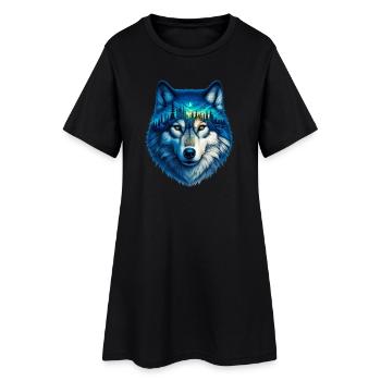 Loup - Robe T-shirt Femme - noir - Devant