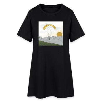 Parapente naviguant dans les montagnes coucher de soleil - Robe T-shirt Femme - noir - Devant