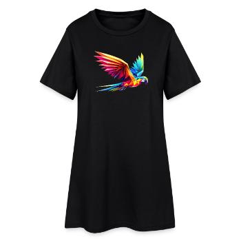 Perroquet origami multicolore géométrique 3d - Robe T-shirt Femme - noir - Devant