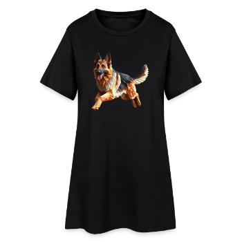 chien berger allemand origami géométrique 3d - Robe T-shirt Femme - noir - Devant