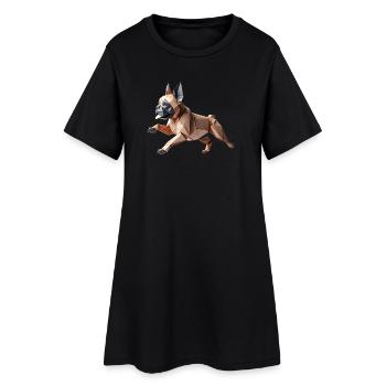 chien bouledogue français origami géométrique 3d - Robe T-shirt Femme - noir - Devant