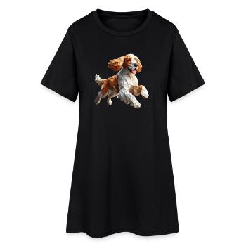 chien cocker qui court origami géométrique 3d - Robe T-shirt Femme - noir - Devant
