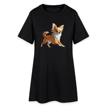chien chihuahua mignon origami géométrique 3d - Robe T-shirt Femme - noir - Devant
