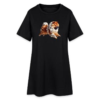 chien chowchow origami géométrique 3d - chow-chow - Robe T-shirt Femme - noir - Devant