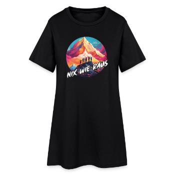 Nix wie raus mit der Familie auf die Berge - Frauen T-Shirt-Kleid - Schwarz - Vorne