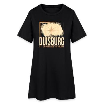Duisburg Koordinaten - Frauen T-Shirt-Kleid - Schwarz - Vorne