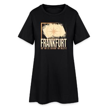 Frankfurt Koordinaten - Frauen T-Shirt-Kleid - Schwarz - Vorne