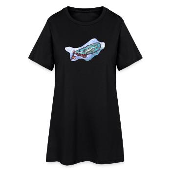 Plume bleu mystique avec ornements - Robe T-shirt Femme - noir - Devant