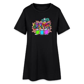 Strassenkunst Wildstyle Kunst Graffiti Sprayer - Frauen T-Shirt-Kleid - Schwarz - Vorne