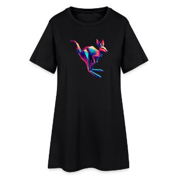 Känguru Origami Geometrisch 3D - Frauen T-Shirt-Kleid - Schwarz - Vorne