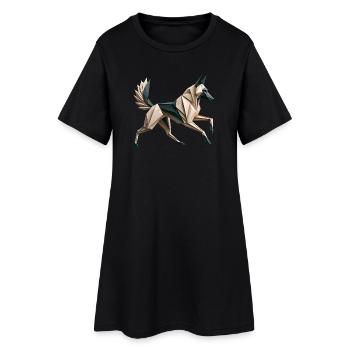3D Geometric Origami Malinois Dog - Women’s T-Shirt Dress - black - Front
