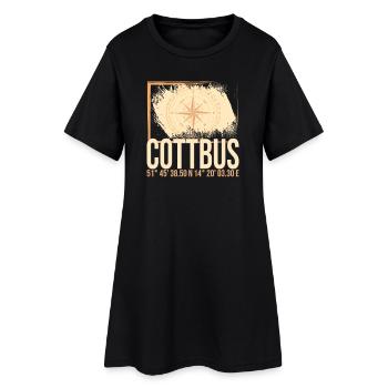 Cottbus Koordinaten - Frauen T-Shirt-Kleid - Schwarz - Vorne