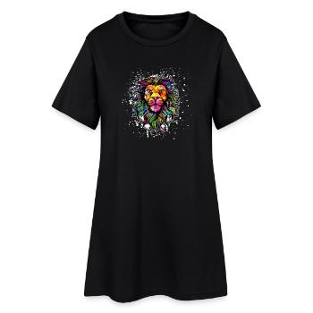 Dessin Illustration Wildstyle Graffiti Lion - Robe T-shirt Femme - noir - Devant