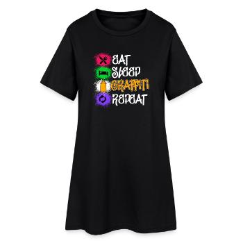 Dessin Illustration Graffiti Pulvérisateur Street Art - Robe T-shirt Femme - noir - Devant
