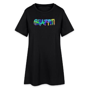 Graffiti Street Art Illustration Kunst Spraydose - Frauen T-Shirt-Kleid - Schwarz - Vorne
